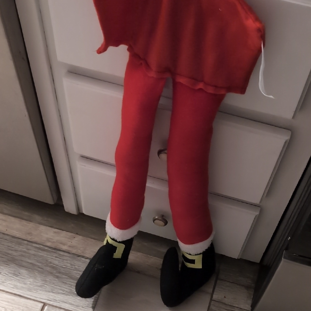 Festive Red and Black Kids Elf Leg Stockings